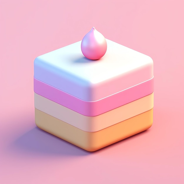 3D ikona ciasta na różowym tle