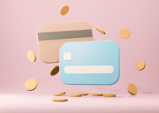 3d ikona karty kredytowej do płatności zbliżeniowych koncepcja płatności online renderowania 3d