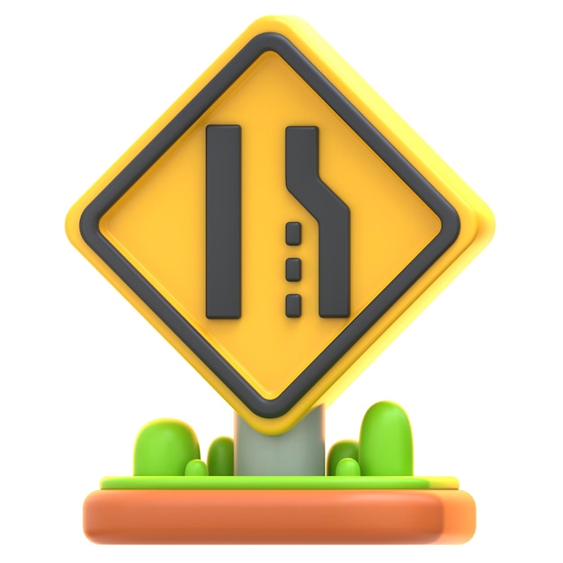 3d ikona Lane Merge Sign 3d ilustracja 3d element 3d rendering Elementy graficzne elementy projektowe