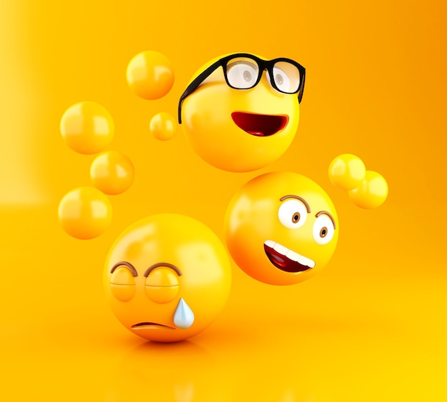 3d ikony Emoji z wyrazami twarzy.