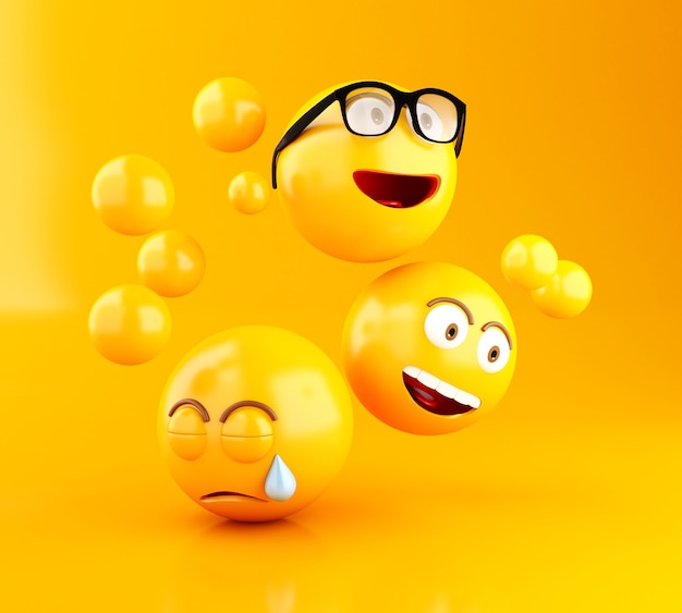 3d Ikony Emoji Z Wyrazami Twarzy.