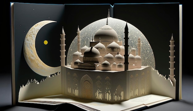 3d illudtration niesamowitego projektu architektury muzułmańskiego meczetu ramadanu ilustracja niesamowitego projektu architektury muzułmańskiego meczetu koncepcji ramadanu Generuj Ai