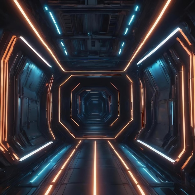 3d ilustracja 4k uhd sci fi świecący tunel