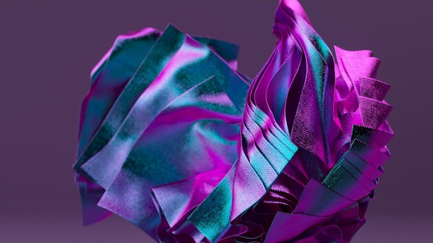 Zdjęcie 3d ilustracja abstrakcyjna tła z pływającymi pod obracającymi się kawałkami tkaniny draperia składany tekstylny animowana transformacja