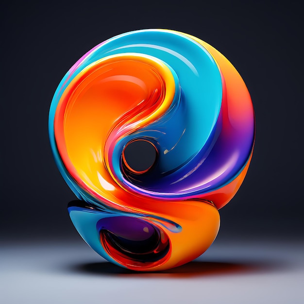 3d ilustracja abstrakcyjny kształt z kolorowymi płynnymi kształtami element projektu