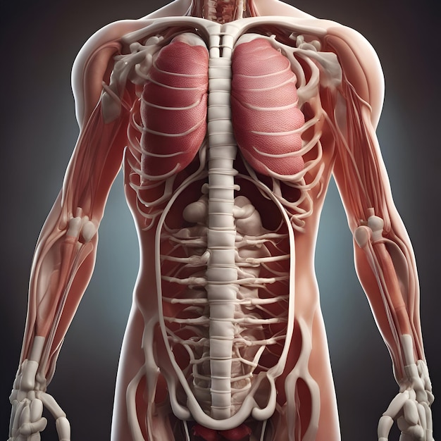 Zdjęcie 3d ilustracja anatomii ludzkiego ciała układ krążenia