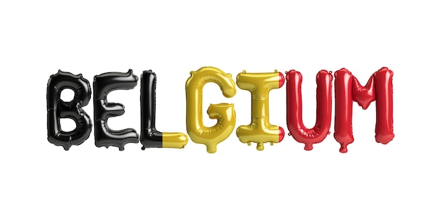 3d ilustracja balonów Belgiumletter z kolorami flag na białym tle