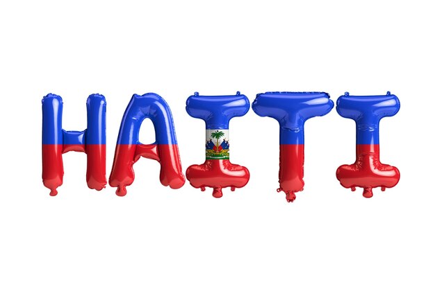 3d ilustracja balonów Haitiletter z kolorami flag na białym tle