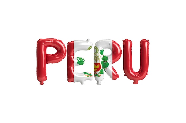 3d ilustracja balonów peruletter z kolorem flag na białym tle