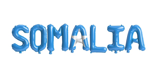 Zdjęcie 3d ilustracja balonów somalii z kolorem flag na białym tle