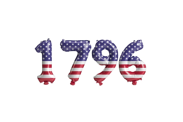 3d ilustracja balonu z 1796 w kolorach flagi USA na białym tle