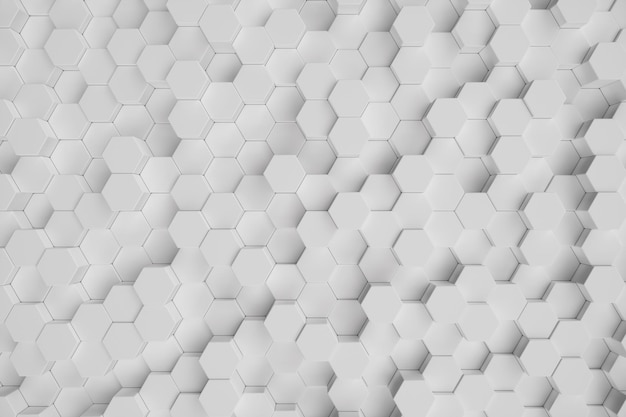 3D ilustracja białe geometryczne sześciokątne streszczenie tło. sześciokątny wzór powierzchni, sześciokątny plaster miodu.