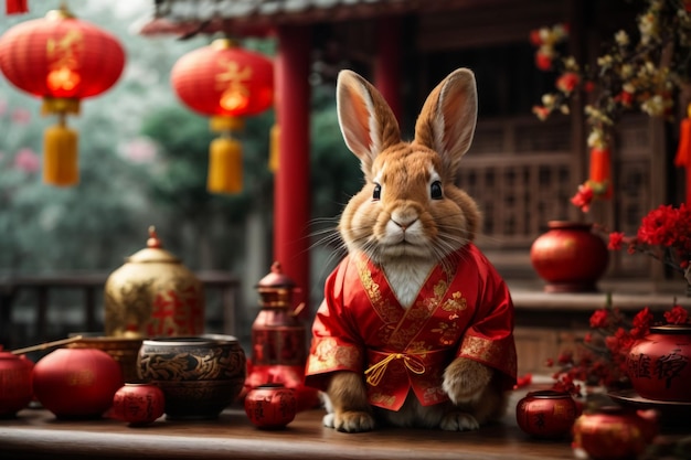 Zdjęcie 3d ilustracja chińskiego czarnego królika koncepcja azjatyckiego nowego roku