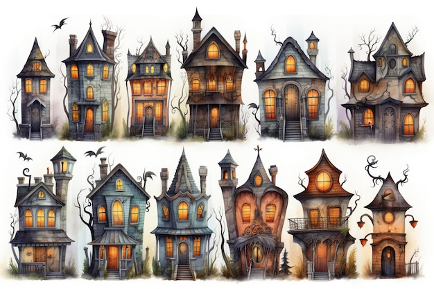 3d ilustracja domek halloween odizolowany na białym tle