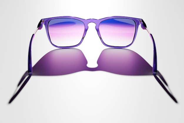 3d ilustracja fioletowych okularów przeciwsłonecznych hipster na na białym tle
