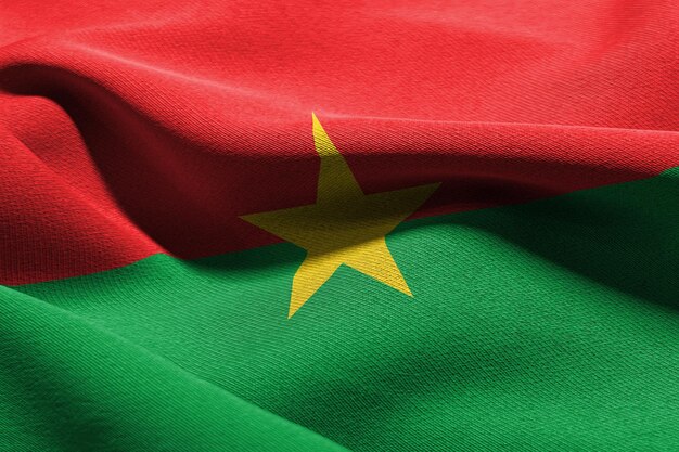 3D ilustracja flaga zbliżenie Burkina Faso