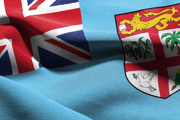 3D ilustracja flaga zbliżenie Fidżi