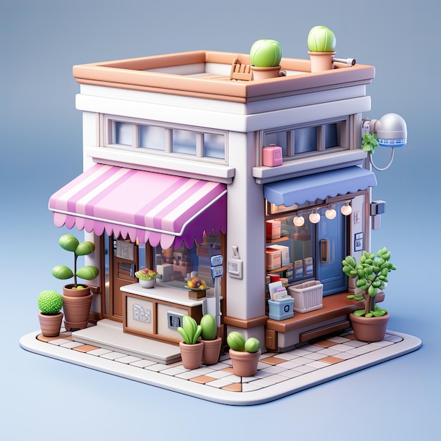 3D ilustracja food court