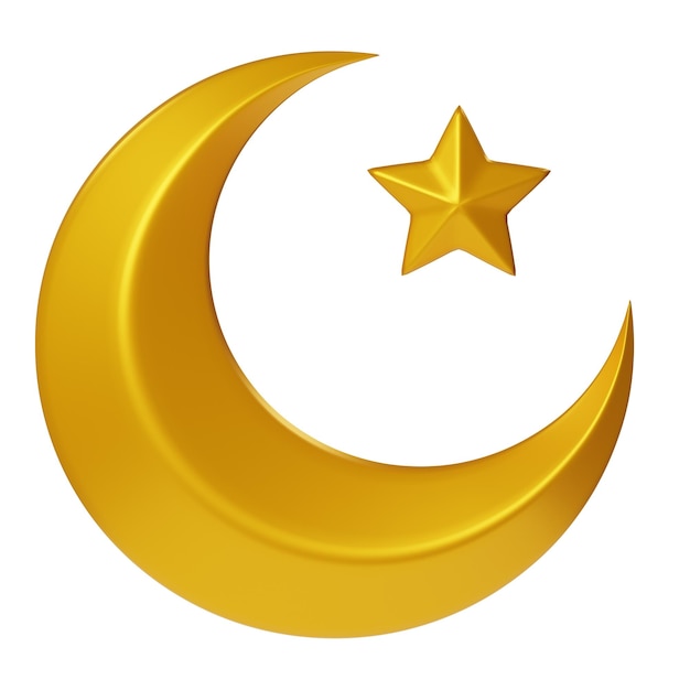 3d ilustracja ikony półksiężyca i gwiazdy Ramadhan dla motywu dekoracji islamskiej Ramadan Kareem