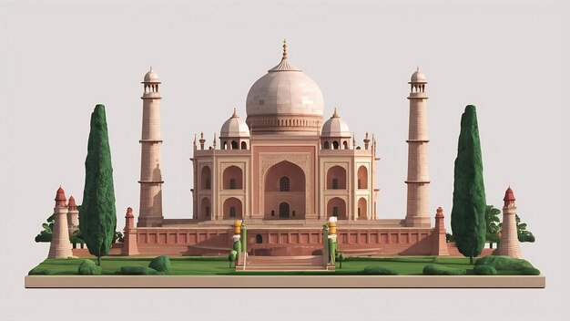 3D ilustracja Indii słynne zabytki na białym tle