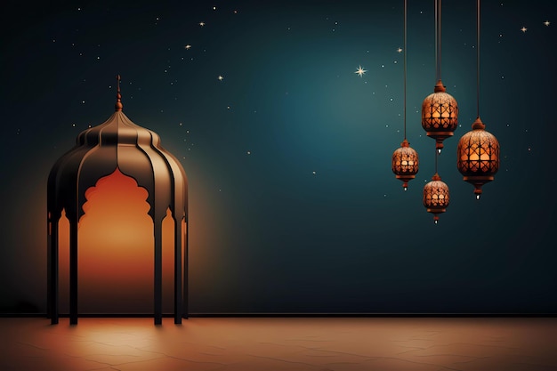 Zdjęcie 3d ilustracja islamskie ramadan noc tapeta arabska sztuka i tło meczetu