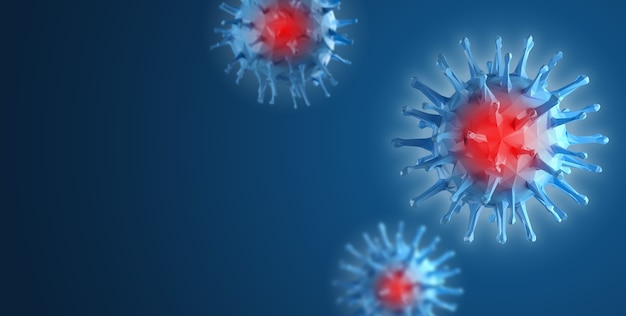 3d Ilustracja Koronawirusa W Makro. Cząsteczki Wirusa We Krwi.
