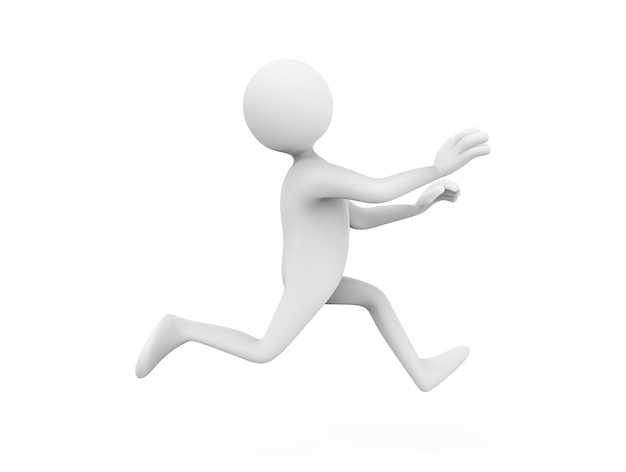 Zdjęcie 3d ilustracja kreskówka mężczyzna biegnący straszny bieg