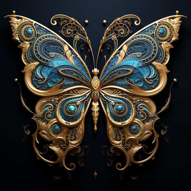 3D ilustracja luksusowy projekt motyla