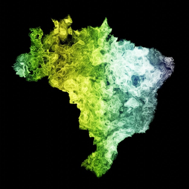 3d ilustracja mapy Brazylii wykonana z jasnych, półprzezroczystych, kolorowych plamek na białym tle