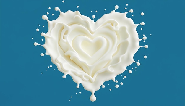 3d ilustracja mleka w kształcie serca na niebieskim tle ze ścieżką przycinającą