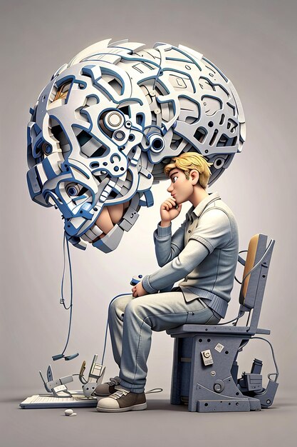 3d ilustracja myślącego człowieka