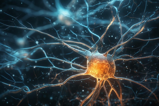 3D ilustracja neuronów komórki lub neuronów w tle abstrakcyjna Koncepcja nauki