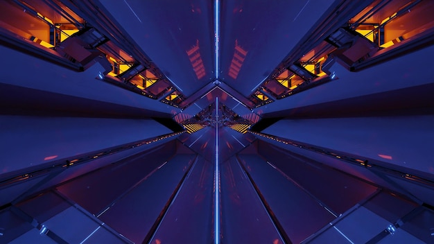 3d ilustracja niebieskiego nieskończonego tunelu 4K UHD