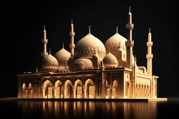 3d ilustracja niesamowitego projektu architektury meczetu generatywnego ai