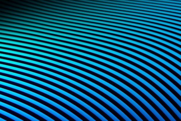 Zdjęcie 3d ilustracja paska stereo w różnych kolorach. geometryczne paski podobne do fal. abstrakcyjny wzór niebieskiego świecącego skrzyżowania linii