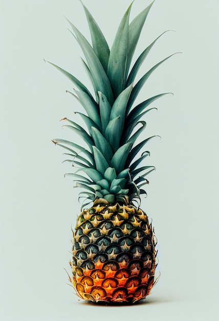 3d ilustracja pięknego ananasa na jednolitym tle koloru