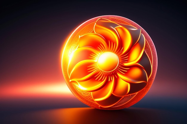 3D ilustracja piłki z kwiatem na nim