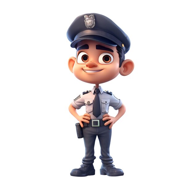 3D ilustracja policjanta na białym tle ze ścieżką przycinającą