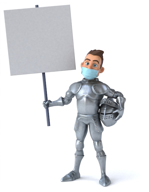 3D ilustracja postać z kreskówki z maską dla zapobiegania koronawirusa
