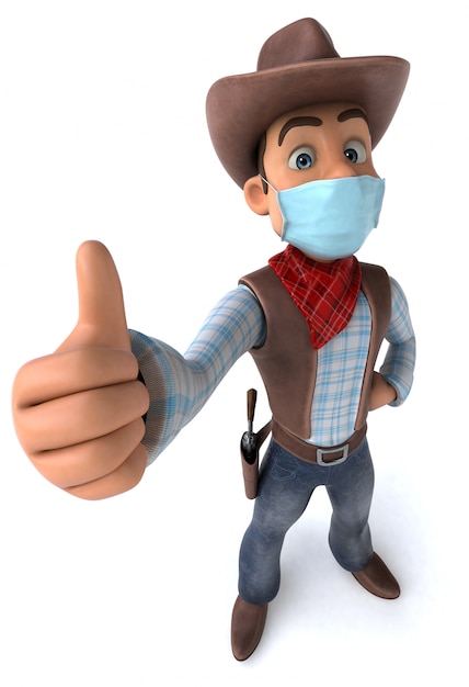 3D ilustracja postać z kreskówki z maską dla zapobiegania koronawirusa