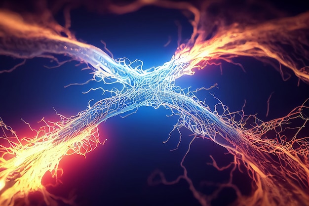 3d ilustracja przepływu informacji o połączeniach neuronowych