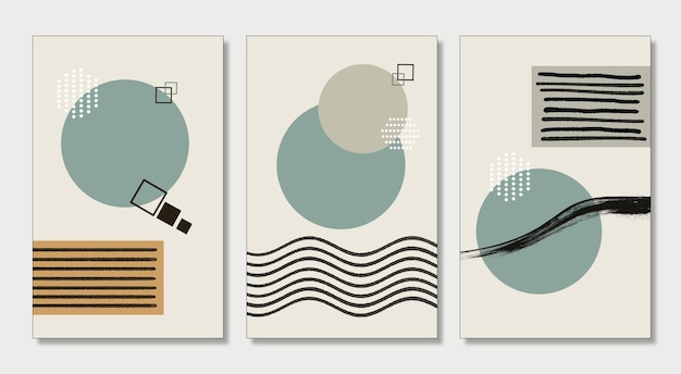 3d ilustracja rama ścienna płótno płaska sztuka kolorowe kształty koła i linie minimalistyczny design
