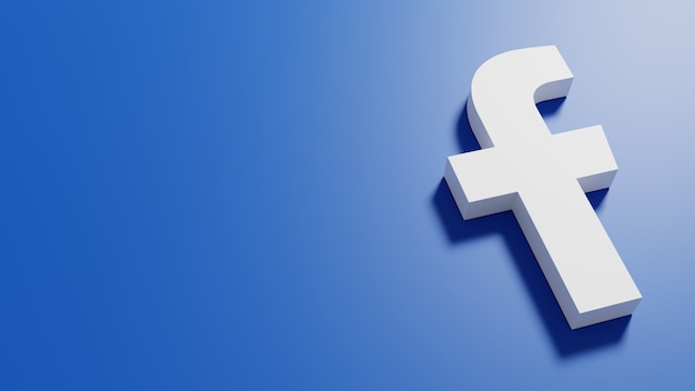3d ilustracja renderująca logo facebooka na niebieskim tle