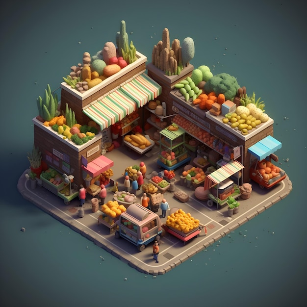 3d ilustracja rynku