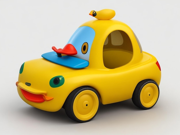 3d ilustracja samochodu z zabawkami dla dzieci kaczka