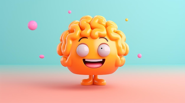 3D ilustracja śliczny uśmiechnięty mózg