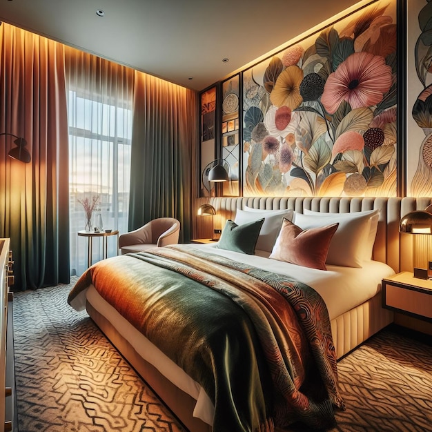 3D ilustracja sypialni Wnętrze w stylu klasycznym