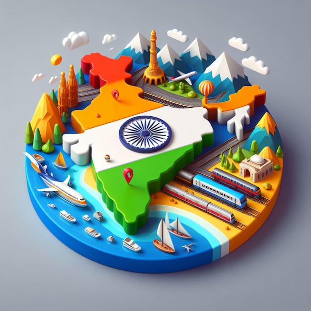 3D ilustracja szarego tła Indii