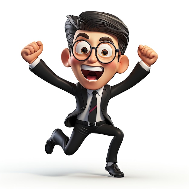 3D ilustracja szczęśliwego człowieka pracy urzędu koncepcja charakter na białym tle