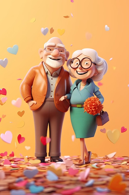 3D ilustracja szczęśliwego dnia dziadków blade tło AI Generated